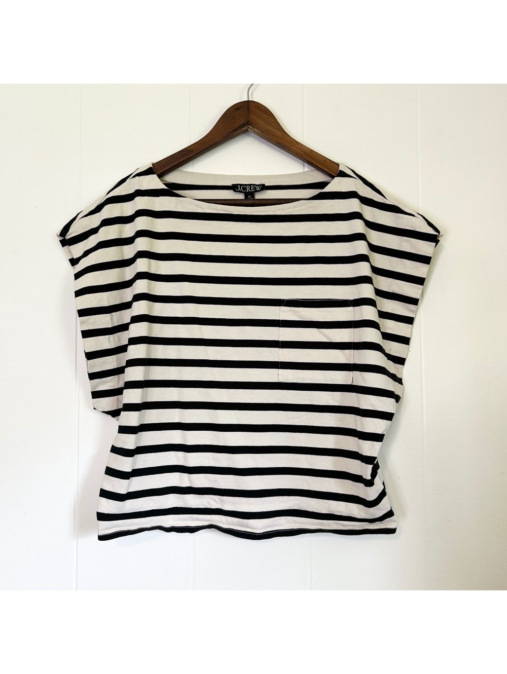 J. Crew Striped Pocket Boatneck Batwing Blouse Top Women's XL